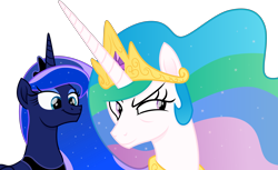 Size: 4202x2580 | Tagged: safe, artist:cirillaq, imported from derpibooru, princess celestia, princess luna, alicorn, pony, between dark and dawn, duo, duo female, female, high res, mare, royal sisters, siblings, simple background, sisters, smiling, smirk, transparent background, vector