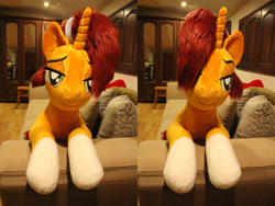 Size: 1728x1296 | Tagged: safe, artist:ponimalion, imported from derpibooru, stellar flare, pony, unicorn, female, irl, life size, mare, photo, pillow, plushie, solo