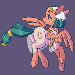 Size: 600x600 | Tagged: safe, artist:petaltheartist, imported from derpibooru, somnambula, pegasus, pony, butt, egyptian, egyptian headdress, egyptian pony, female, mare, plot, simple background, solo, spread wings, wings