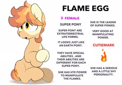 Size: 2064x1457 | Tagged: safe, artist:mochi_nation, imported from derpibooru, oc, oc only, oc:flame egg, earth pony, pony, coat markings, female, mare, reference sheet, simple background, sitting, solo, white background