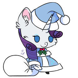 Size: 1804x1804 | Tagged: artist needed, source needed, safe, imported from derpibooru, rarity, unicorn, christmas, clothes, costume, holiday, padoru, santa costume, simple background, solo, white background