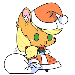 Size: 1804x1804 | Tagged: artist needed, source needed, safe, imported from derpibooru, applejack, christmas, clothes, costume, cute, holiday, jackabetes, padoru, santa costume, simple background, solo, white background