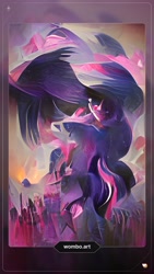 Size: 1080x1920 | Tagged: safe, generator:artflow.ai, generator:wombo.art, imported from derpibooru, part of a set, abstract art, ai content, ai generated, alternate character interpretation, framed picture, implied twilight sparkle, modern art, surreal, url, watermark