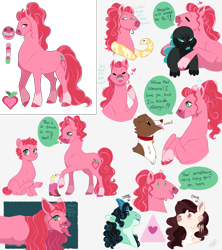 Size: 4000x4500 | Tagged: safe, artist:theartfox2468, imported from derpibooru, winona, oc, oc:dove dreamcatcher, oc:jade gemstone, oc:valentine, dog, dracony, earth pony, hybrid, pony, snake, absurd resolution, body freckles, boot, braces, coat markings, fangs, female, filly, floating heart, freckles, heart, interspecies offspring, long tongue, mare, offspring, parent:big macintosh, parent:fluttershy, parent:rarity, parent:spike, parents:fluttermac, parents:sparity, pet oc, simple background, slit pupils, socks (coat markings), there's a snake in my boot, tongue out, white background