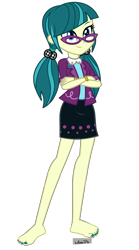 Size: 2000x3600 | Tagged: safe, artist:mixiepie, edit, imported from derpibooru, juniper montage, equestria girls, mirror magic, movie magic, spoiler:eqg specials, barefoot, clothes, crossed arms, cute, feet, female, high res, nail polish, pigtails, simple background, skirt, solo, toenail polish, transparent background