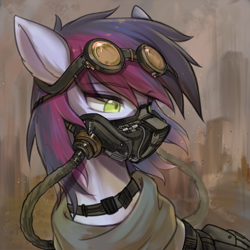 Size: 2000x2000 | Tagged: artist needed, source needed, safe, imported from derpibooru, oc, oc only, oc:crystal eve, goggles, high res, male, mask, solo