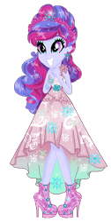 Size: 296x586 | Tagged: safe, artist:gihhbloonde, imported from derpibooru, oc, oc only, equestria girls, base used, clothes, dress, eyelashes, female, grin, high heels, shoes, simple background, smiling, solo, transparent background