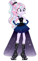 Size: 377x608 | Tagged: safe, artist:gihhbloonde, imported from derpibooru, oc, oc only, equestria girls, base used, boots, clothes, dress, eyelashes, female, hand on hip, high heel boots, shoes, simple background, smiling, solo, transparent background