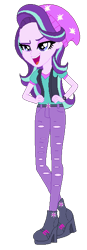 Size: 212x606 | Tagged: safe, alternate version, artist:gihhbloonde, imported from derpibooru, starlight glimmer, equestria girls, mirror magic, spoiler:eqg specials, base used, beanie, clothes, eyelashes, female, hand on hip, hat, simple background, smiling, solo, transparent background