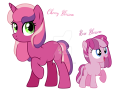 Size: 1280x934 | Tagged: safe, artist:hate-love12, artist:mint-light, imported from derpibooru, cherry blossom (g3), oc, oc:rose blossom, pony, unicorn, base used, deviantart watermark, female, filly, g3, g3 to g4, g4, generation leap, mare, obtrusive watermark, simple background, transparent background, watermark