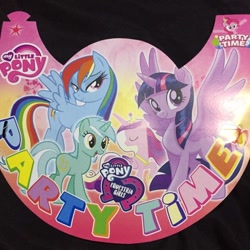 Size: 640x640 | Tagged: safe, imported from derpibooru, lyra heartstrings, pinkie pie, princess cadance, rainbow dash, twilight sparkle, alicorn, earth pony, pegasus, pony, unicorn, bootleg, cowboy bebop at his computer, movie accurate, my little pony logo, twilight sparkle (alicorn), when you see it, you had one job