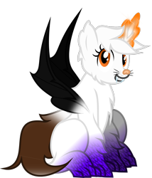 Size: 1307x1527 | Tagged: safe, artist:lincolnbrewsterfan, artist:switchyswap, derpibooru exclusive, imported from derpibooru, oc, oc only, oc:pure soul, bat pony, cat, draconequus, dragon, hybrid, pony, wolf, derpibooru community collaboration, .svg available, 2022 community collab, bat wings, changeling fangs, cheek fluff, chest fluff, claws, draconequus oc, ear fluff, fangs, female, fur, glowing, glowing horn, gradient legs, horn, leg fluff, looking at you, magic, magic aura, scales, simple background, sitting, smiling, smiling at you, solo, svg, tail, transparent background, vector, whiskers, wings