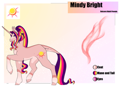 Size: 4961x3508 | Tagged: safe, artist:oneiria-fylakas, imported from derpibooru, oc, oc only, oc:mindy bright, pony, unicorn, female, mare, offspring, parent:sunburst, parent:twilight sparkle, parents:twiburst, reference sheet, solo