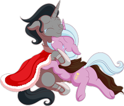 Size: 2627x2233 | Tagged: safe, artist:wownamesarehard, derpibooru exclusive, idw, imported from derpibooru, king sombra, radiant hope, pony, unicorn, siege of the crystal empire, cute, duo, female, high res, hopebra, hug, male, mare, reformed sombra, shipping, simple background, stallion, straight, transparent background