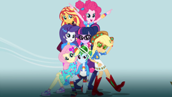 Size: 2560x1440 | Tagged: safe, imported from twibooru, applejack, fluttershy, pinkie pie, rainbow dash, rarity, sci-twi, sunset shimmer, twilight sparkle, equestria girls, equestria girls series, sunset's backstage pass!, spoiler:eqg series (season 2), alternate hairstyle, boots, bracelet, clothes, cowboy boots, cowboy hat, dreamworks face, geode of fauna, geode of sugar bombs, geode of super speed, glasses, hairpin, hat, humane five, humane seven, humane six, image, jacket, jewelry, magical geodes, music festival outfit, official, official art, pigtails, png, rainbow socks, shoes, shorts, showmax, socks, stetson, stock vector, striped socks, sunglasses