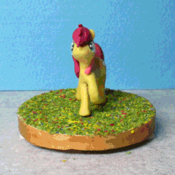 Size: 952x951 | Tagged: safe, artist:malte279, imported from derpibooru, oc, oc:bubble speech, earth pony, animated, craft, polymer clay, rotation, sculpture