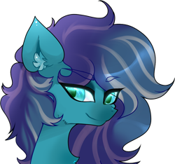 Size: 932x874 | Tagged: safe, artist:minty--fresh, imported from derpibooru, oc, oc only, pony, blue mane, ear fluff, multicolored hair, multicolored mane, pfp, profile picture, simple background, solo, transparent background