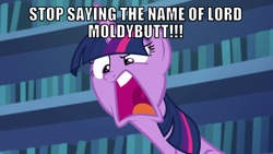 Size: 1066x600 | Tagged: safe, edit, edited screencap, editor:twi clown, imported from derpibooru, screencap, twilight sparkle, alicorn, pony, every little thing she does, season 6, angry, caption, female, image macro, lord moldybutt, mare, reference, solo, text, the grim adventures of billy and mandy, this will end in property damage, twilight sparkle (alicorn)