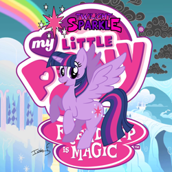 Size: 2500x2500 | Tagged: safe, artist:memprices, imported from derpibooru, twilight sparkle, alicorn, pony, avatar, cloudsdale, high res, my little pony logo, rainbow, solo, spread wings, twilight sparkle (alicorn), vector