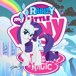 Size: 2500x2500 | Tagged: safe, artist:memprices, imported from derpibooru, rarity, pony, unicorn, avatar, cloudsdale, high res, my little pony logo, rainbow, solo, vector