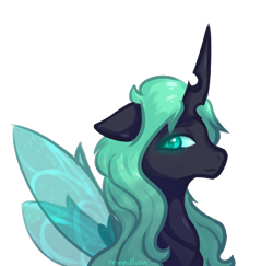 Size: 3814x3704 | Tagged: safe, artist:mynillion, imported from derpibooru, oc, oc only, oc:mynillion, changeling, changeling queen, changeling oc, changeling queen oc, female, glowing, glowing eyes, high res, mare, simple background, solo, spread wings, transparent background, wings