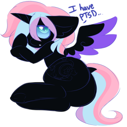 Size: 1280x1280 | Tagged: safe, artist:ladylullabystar, imported from derpibooru, oc, oc only, oc:lullaby star, alicorn, pony, female, mare, nightmarified, ptsd, simple background, solo, transparent background, vent art