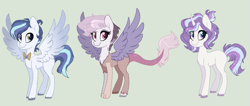 Size: 1017x432 | Tagged: safe, artist:teaneey, imported from derpibooru, oc, oc only, earth pony, pegasus, pony, base used, earth pony oc, female, mare, pegasus oc, simple background, spread wings, wings