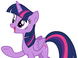 Size: 9692x7215 | Tagged: safe, artist:andoanimalia, imported from derpibooru, twilight sparkle, alicorn, pony, applejack's "day" off, absurd resolution, consider the following, female, folded wings, horn, mare, multicolored mane, multicolored tail, open mouth, open smile, purple eyes, simple background, smiling, solo, tail, transparent background, twilight sparkle (alicorn), vector, wings