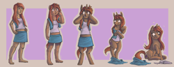 Size: 3959x1515 | Tagged: safe, artist:fauvfox, imported from derpibooru, oc, oc only, anthro, human, pony, unicorn, female, human to pony, transformation, transformation sequence