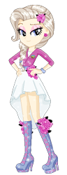 Size: 220x570 | Tagged: safe, artist:gihhbloonde, imported from derpibooru, oc, oc only, equestria girls, base used, boots, clothes, eyelashes, female, flower, flower in hair, hand on hip, high heel boots, makeup, shoes, simple background, skirt, smiling, solo, transparent background