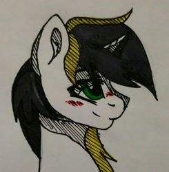 Size: 1754x1788 | Tagged: artist needed, source needed, safe, imported from derpibooru, oc, oc:yellowglaze, pony, unicorn, bust, portrait, solo, traditional art