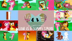 Size: 1280x721 | Tagged: safe, artist:animatedjames, edit, editor:quoterific, imported from derpibooru, boneless, cheese sandwich, gummy, pinkie pie, earth pony, pony, cheesepie, eyes closed, female, guitar, love is a yummy s'more, male, mare, musical instrument, open mouth, open smile, shipping, smiling, stallion, straight