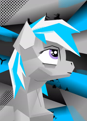 Size: 1280x1792 | Tagged: safe, artist:zocidem, imported from derpibooru, oc, oc only, oc:northern cross, pegasus, pony, bust, cubism, experimental style, modern art, portrait, simple background, solo