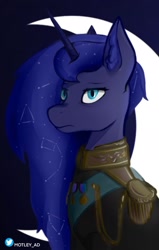 Size: 1203x1888 | Tagged: safe, artist:motley_ad, imported from derpibooru, princess luna, alicorn, pony, equestria at war mod, bust, clothes, emperor, horn, military, portrait, sergei taboritsky, sergey taboritsky, simple background, solo, the new order: last days of europe, uniform