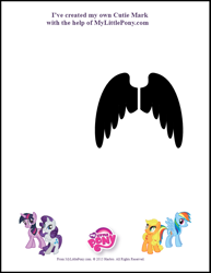 Size: 612x792 | Tagged: safe, imported from derpibooru, applejack, rainbow dash, rarity, twilight sparkle, logo, wings