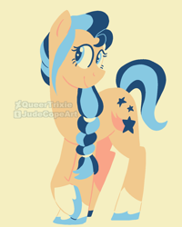 Size: 1200x1500 | Tagged: safe, artist:queertrixie, imported from derpibooru, sunny starscout, earth pony, pony, g5, limited palette, my little pony: a new generation, simple background, solo, yellow background