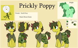 Size: 5900x3600 | Tagged: safe, artist:katyusha, imported from derpibooru, oc, oc:prickly poppy, earth pony, pony, clothes, commission example, female, reference sheet