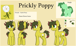 Size: 5900x3600 | Tagged: safe, alternate version, artist:katyusha, imported from derpibooru, oc, oc:prickly poppy, earth pony, pony, commission example, female, reference sheet