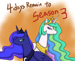 Size: 974x800 | Tagged: safe, artist:fang asian, imported from twibooru, princess celestia, princess luna, alicorn, pony, season 3, countdown, female, image, mare, needs more jpeg