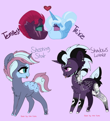 Size: 1308x1440 | Tagged: safe, artist:thewolfonthemoon, imported from derpibooru, tempest shadow, trixie, oc, female, lesbian, magical lesbian spawn, offspring, parent:tempest shadow, parent:trixie, parents:tempestrix, shipping, tempestrix