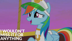 Size: 1280x720 | Tagged: safe, edit, edited screencap, editor:quoterific, imported from derpibooru, screencap, rainbow dash, pegasus, pony, grannies gone wild, season 8, spoiler:s08, female, hot air balloon, mare, open mouth, open smile, smiling, solo, twinkling balloon