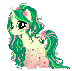 Size: 422x413 | Tagged: safe, alternate version, artist:gihhbloonde, imported from derpibooru, oc, oc only, pony, unicorn, base used, eyelashes, female, flower, flower in hair, horn, makeup, mare, simple background, smiling, solo, transparent background, unicorn oc