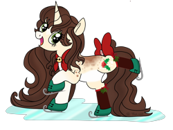 Size: 4032x3024 | Tagged: safe, artist:rem-ains, imported from derpibooru, oc, oc only, pony, unicorn, bow, female, ice skates, ice skating, mare, simple background, solo, tail, tail bow, transparent background