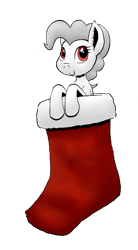 Size: 706x1280 | Tagged: safe, artist:darkhestur, imported from derpibooru, oc, oc only, oc:albino pie, earth pony, pony, christmas, female, holiday, mare, simple background, sock, solo, transparent background