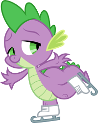 Size: 3000x3751 | Tagged: safe, artist:cloudy glow, imported from derpibooru, spike, dragon, tanks for the memories, .ai available, high res, ice skates, ice skating, male, simple background, solo, transparent background, vector