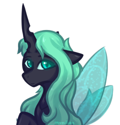 Size: 3345x3489 | Tagged: safe, artist:mynillion, imported from derpibooru, oc, oc only, oc:mynillion, changeling, changeling queen, changeling oc, changeling queen oc, female, glowing, glowing eyes, high res, mare, simple background, solo, spread wings, transparent background, wings