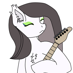 Size: 1200x1200 | Tagged: safe, artist:mh148, imported from derpibooru, oc, oc only, oc:melody major, pegasus, chest fluff, commission, ear fluff, electric guitar, eyes closed, guitar, musical instrument, simple background, sleeping, solo, transparent background