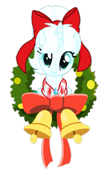 Size: 593x951 | Tagged: safe, artist:amicasecretuwu, imported from derpibooru, oc, pony, unicorn, base used, christmas wreath, cute, female, mare, ocbetes, simple background, solo, transparent background, wreath