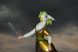 Size: 1800x1200 | Tagged: safe, derpibooru exclusive, imported from derpibooru, captain celaeno, anthro, bird, parrot, my little pony: the movie, cloud, cloudy, irl, misadventures of the guardians, photo, pirate, sword, toy, weapon