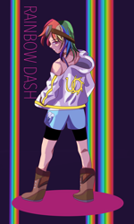 Size: 3000x5000 | Tagged: safe, artist:snowzaaah, imported from derpibooru, rainbow dash, human, fanfic:austraeoh, dig the swell hoodie, fanfic art, humanized, rainbow dash day, solo